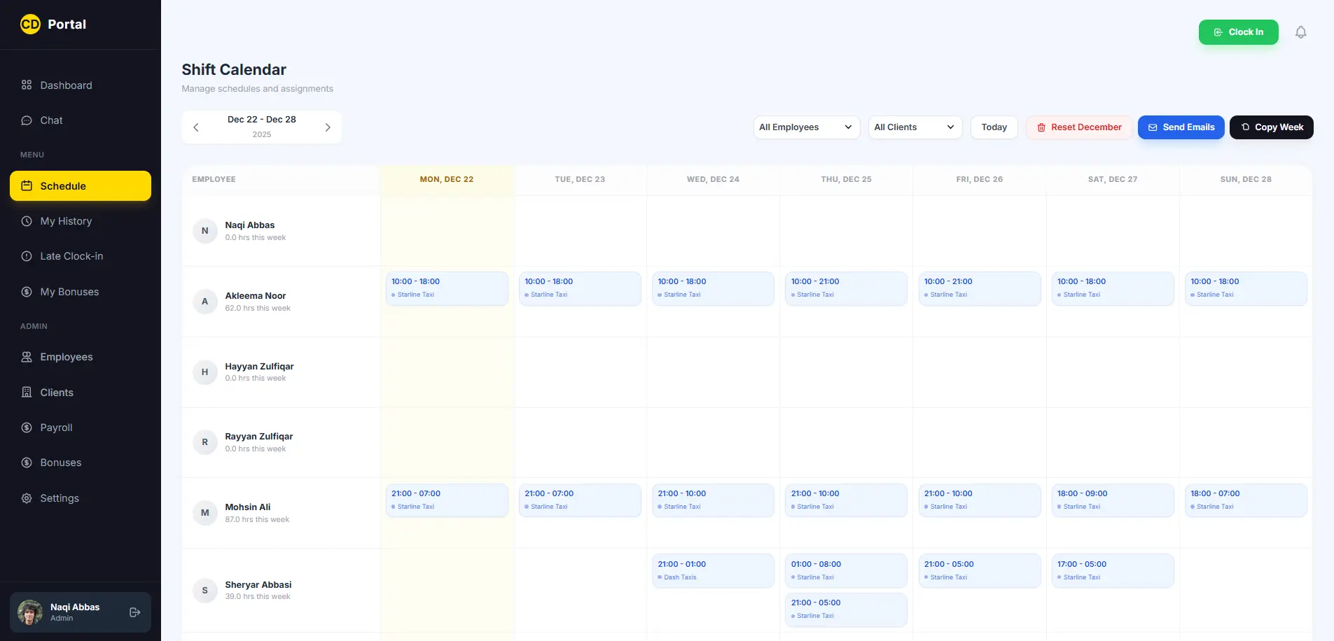 Web Portal Dashboard - Payroll